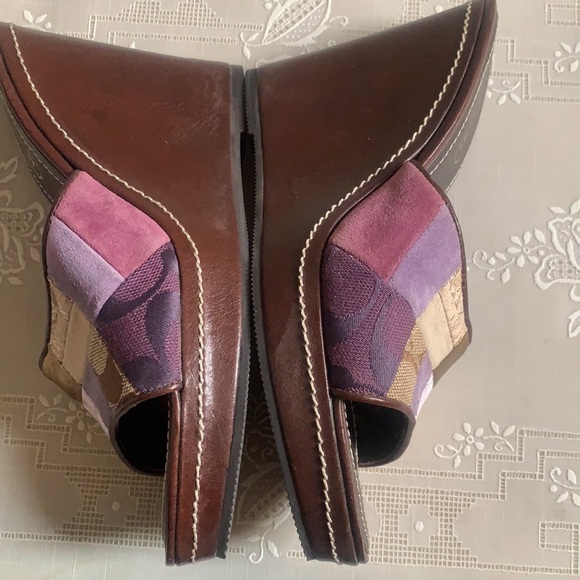 Y2K COACH SIGNATURE CHELSEA PLATFORM PATCHWORK LEATHER SZ 6M BROWN WEDGES HEELS - Picture 6 of 15